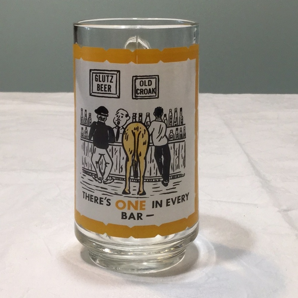 Novelty Vintage Glass Beer Mug with Novelty Print and Quote​